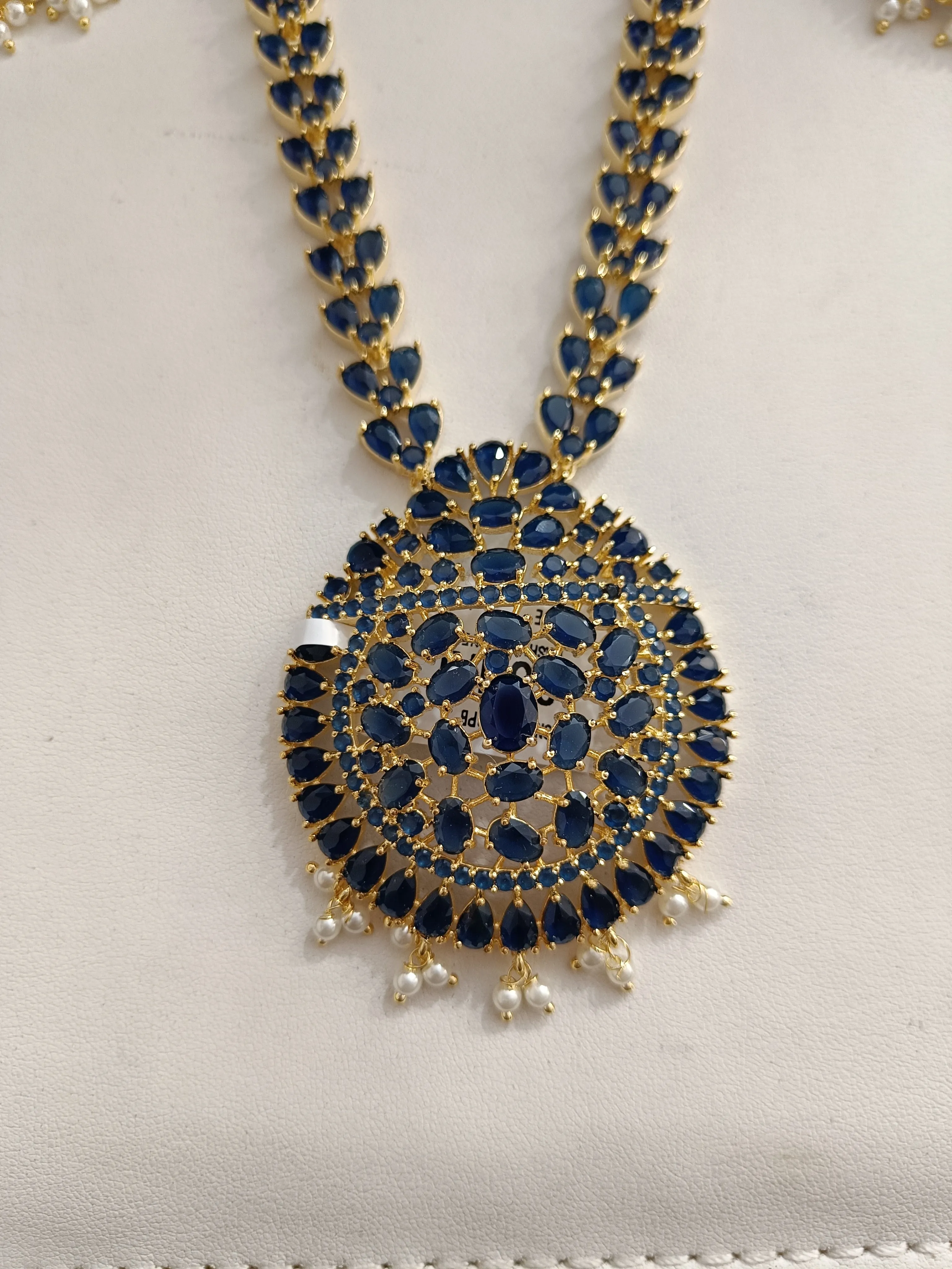 Zircon Long Necklace in Hydro Blue Color