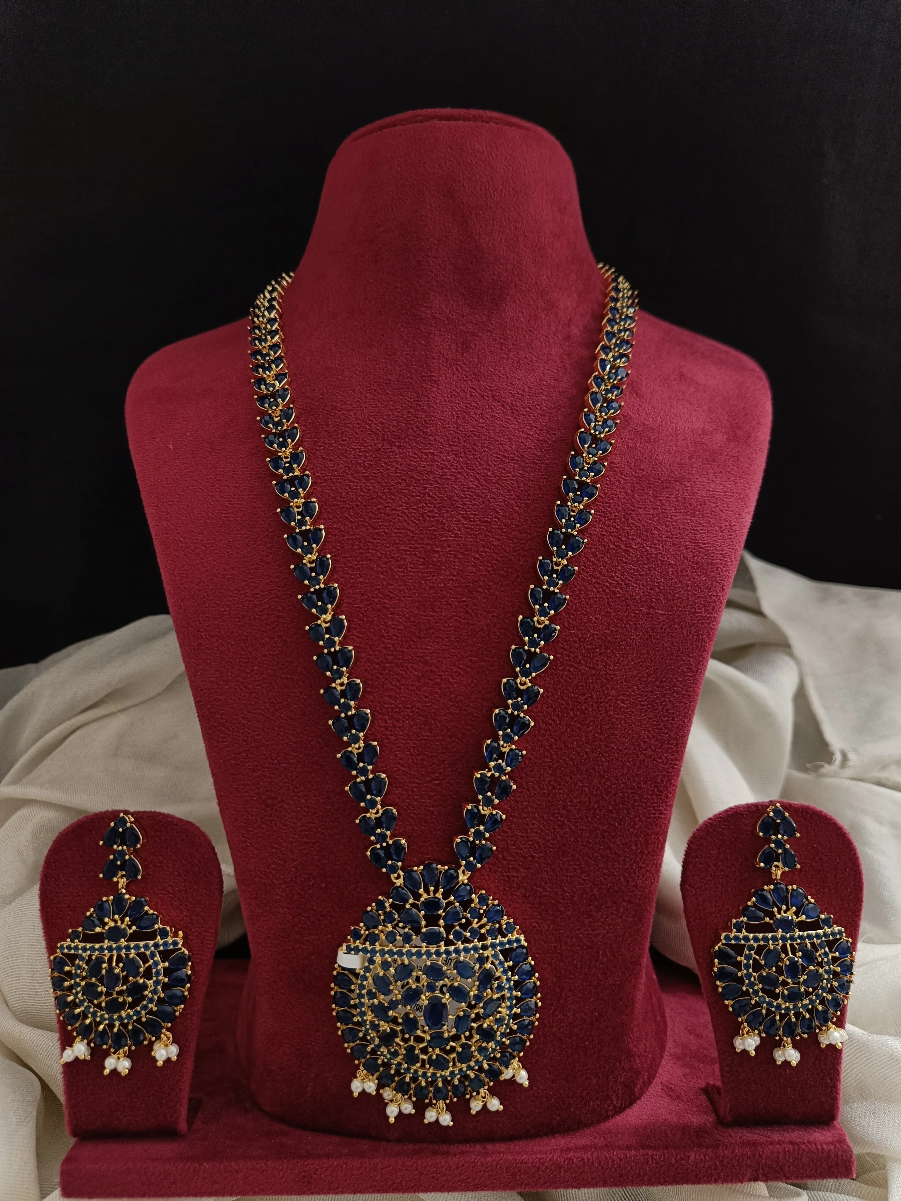 Zircon Long Necklace in Hydro Blue Color