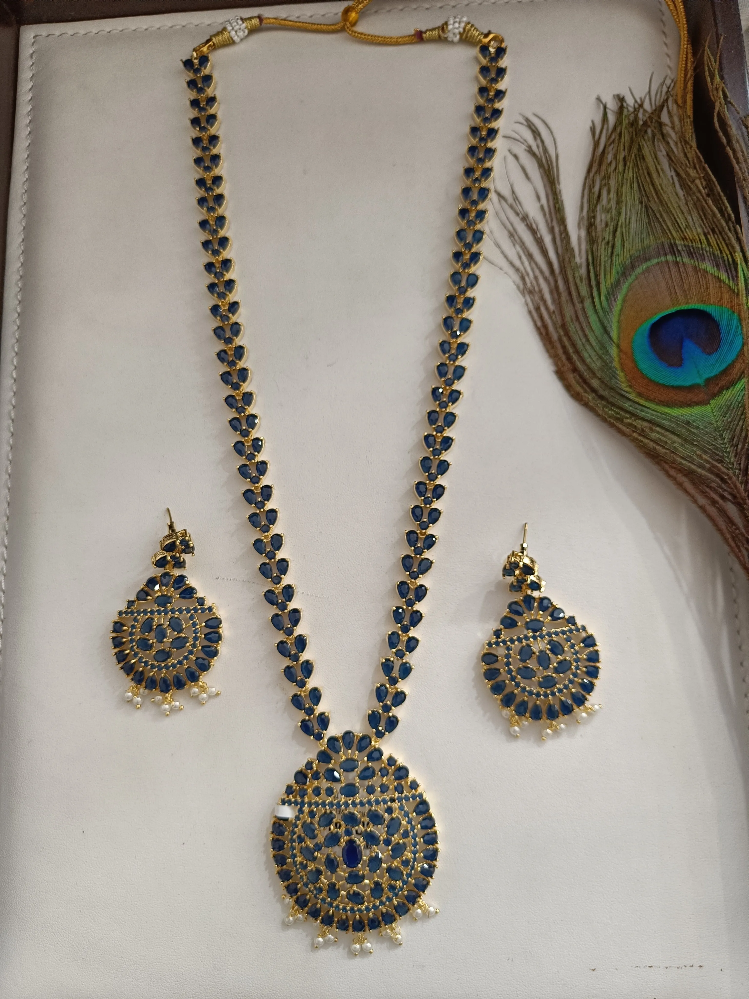 Zircon Long Necklace in Hydro Blue Color